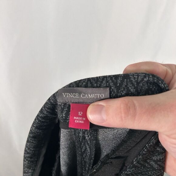 Vince Camuto Dress Pants Women's 12 Grey Black Pockets Mid Rise Button Zip Hook - Picture 8 of 9